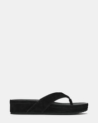 JOYA Black Suede Thong Footbed Platform Women's Sandal | Steve Madden