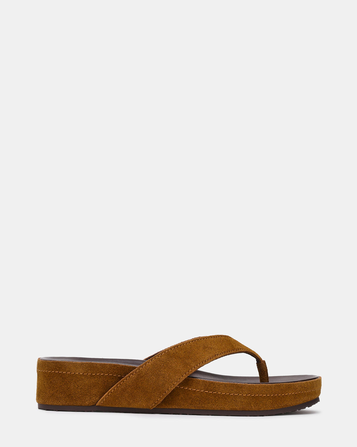 JOYA Chestnut Suede Thong Footbed Platform Women's Sandal | Steve Madden