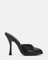 JULES Black Leather Peep Toe Mule Women's Heel | Steve Madden