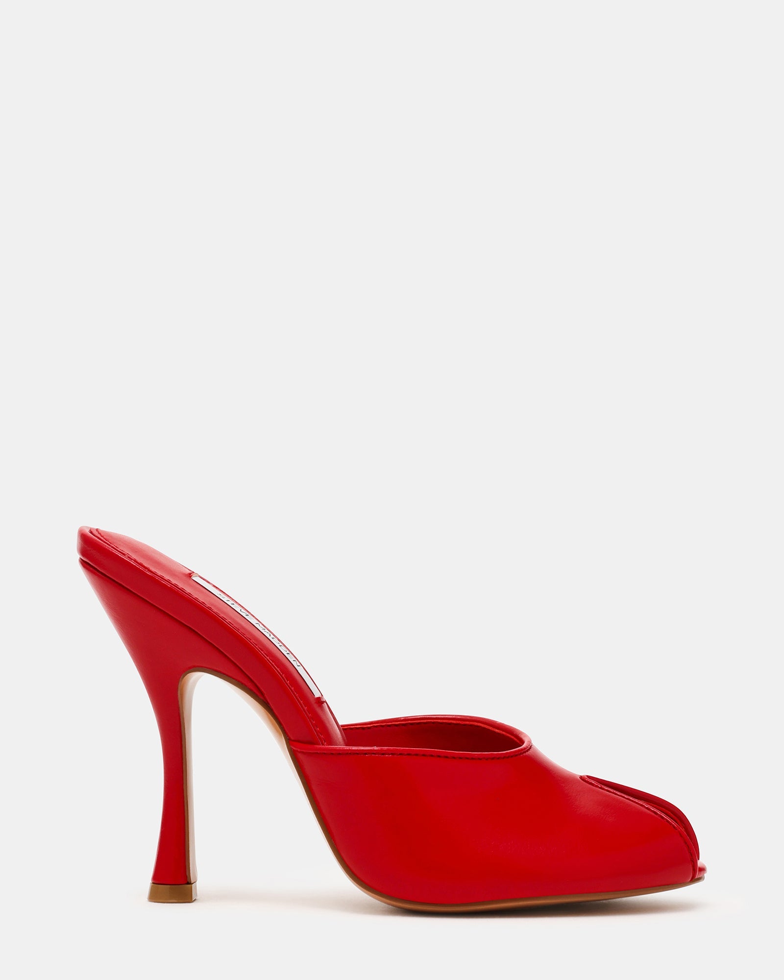 JULES Red Leather Peep Toe Mule Women's Heel | Steve Madden