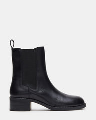 KAPLAN Black Leather Chelsea Block Heel Women's Ankle Boot | Steve Madden