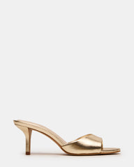 KENDRIX Gold Leather Mule Stiletto Women's Heel | Steve Madden