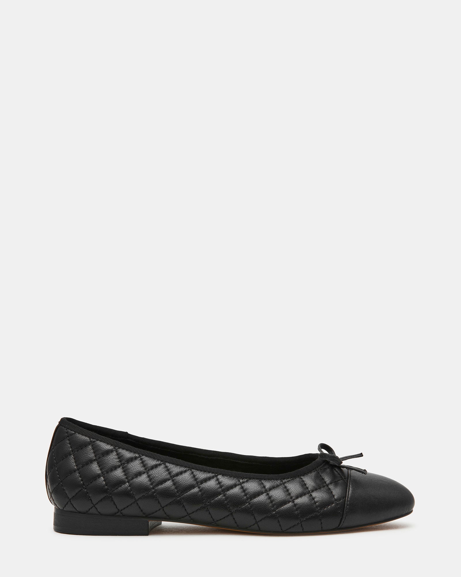 KIT Black Quilted Cap-Toe Women's Ballet Flat | Steve Madden