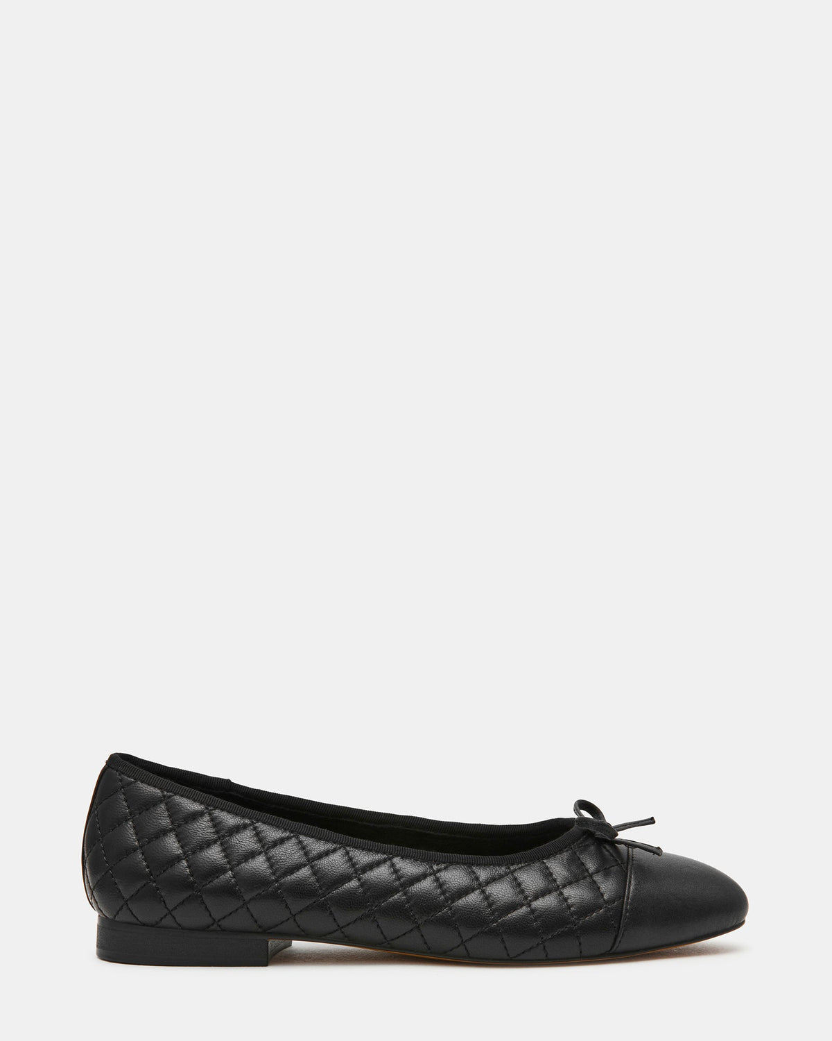 KIT Black Quilted Cap-Toe Women's Ballet Flat | Steve Madden
