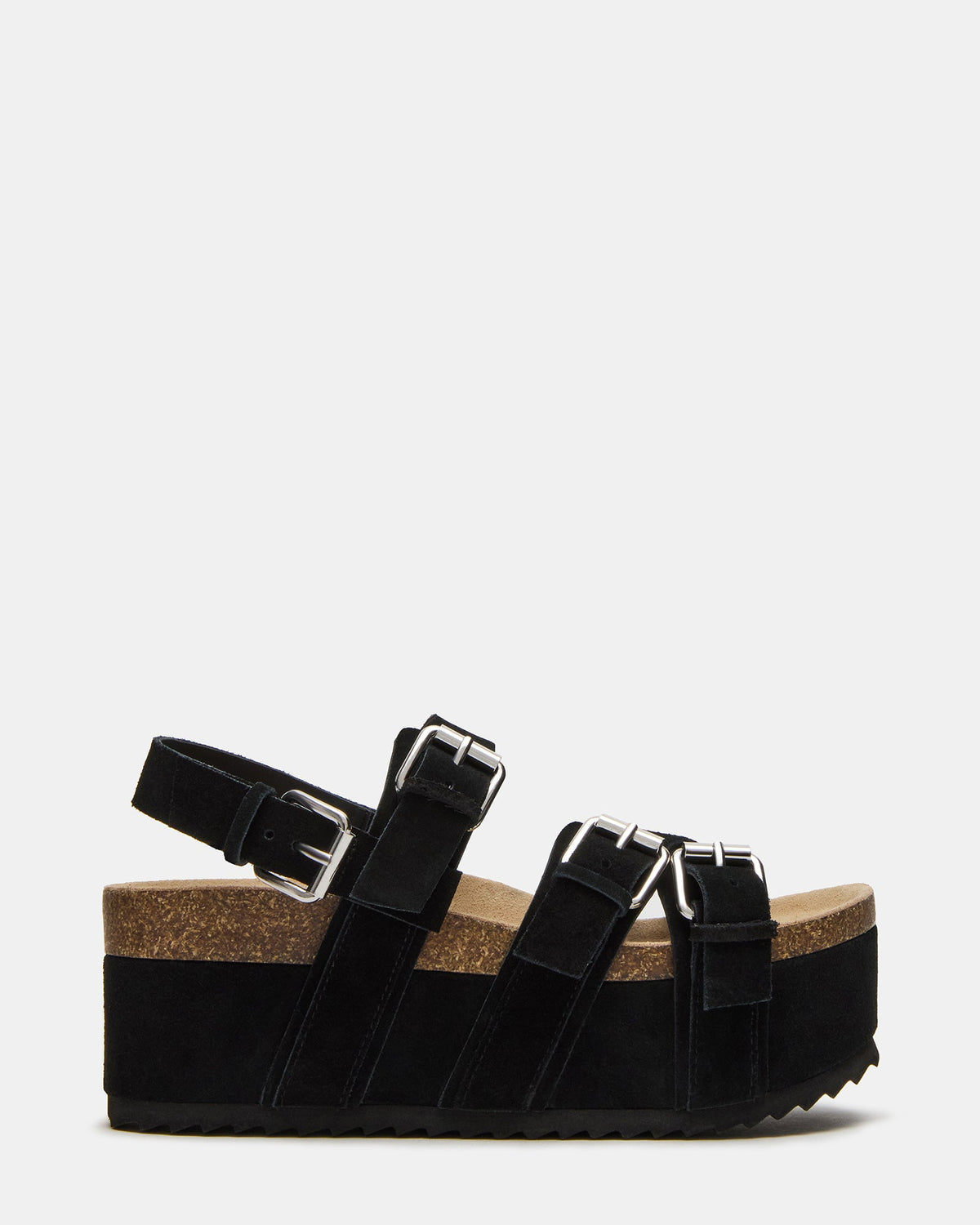 KIWI Black Suede Women's Strappy Platform Sandal | Steve Madden