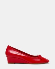 KLUTZY Red Patent Ballet Wedge Bow Round-Toe Women's Heel | Steve Madden