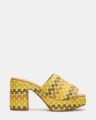 KOLA Raffia Multi Platform Square-Toe Block Heel Mule Women's Sandal | Steve Madden