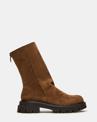LAMI Dark Taupe Suede Lug Sole Women's Ankle Boot | Steve Madden