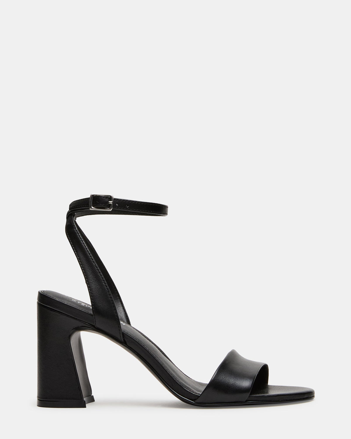 LARAH Black Leather Rounded Toe Block Heel Women's Heel | Steve Madden