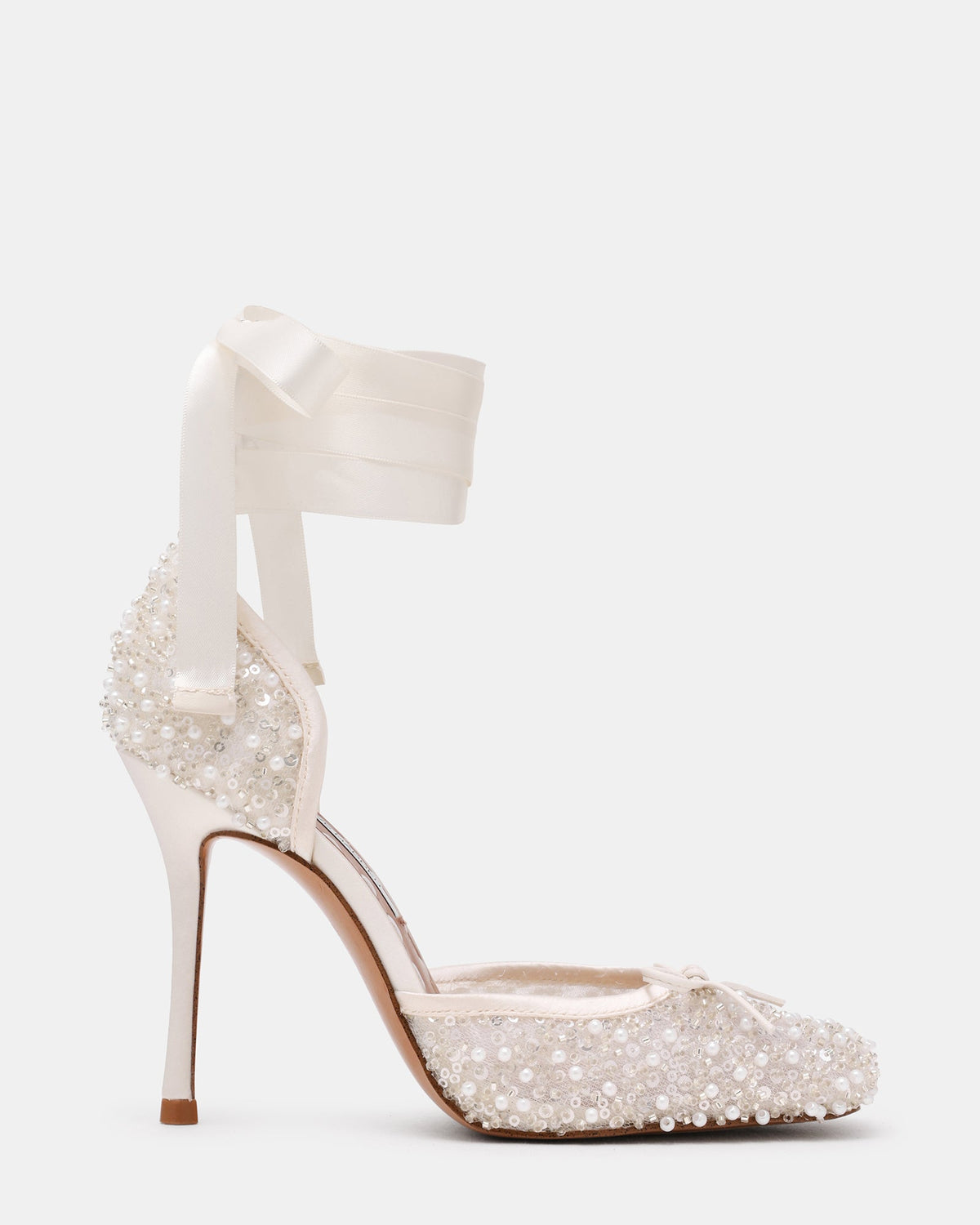 LARINA Embellished Ivory Square-Toe Stiletto Pump Lace-Up Women's Heel | Steve Madden