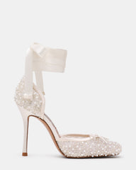 LARINA Embellished Ivory Square-Toe Stiletto Pump Lace-Up Women's Heel | Steve Madden