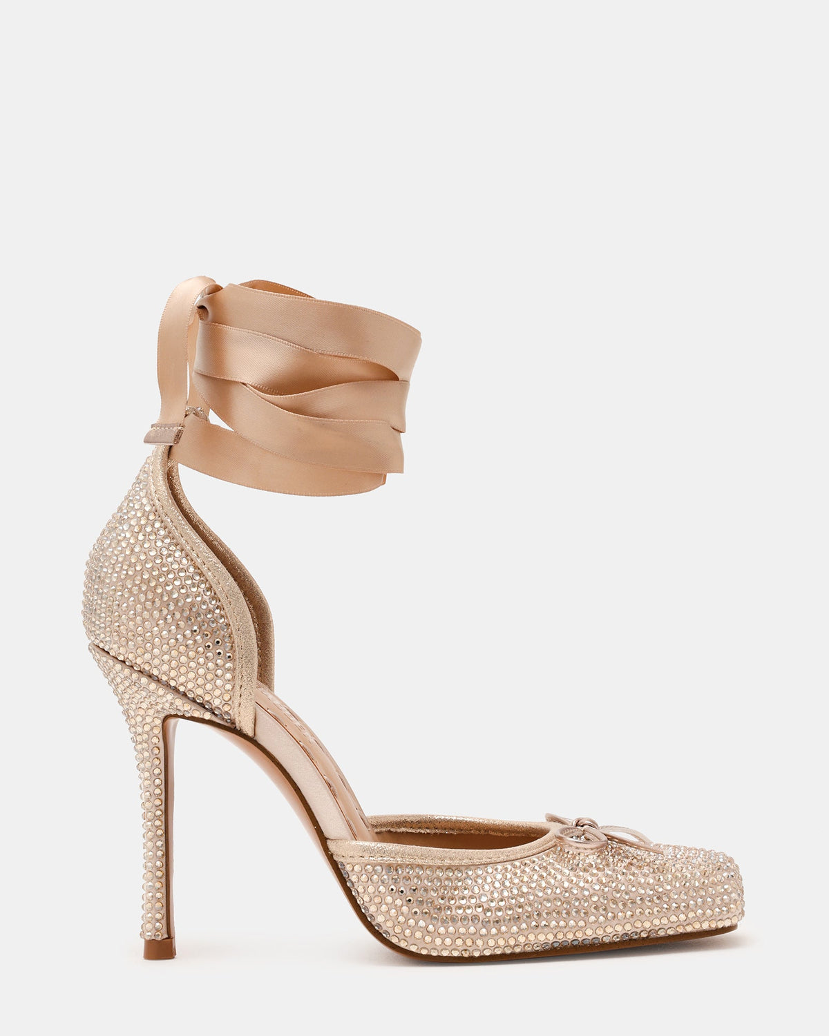 LARINA Champagne Rhinestones Square-Toe Stiletto Lace-Up Women's Heel | Steve Madden
