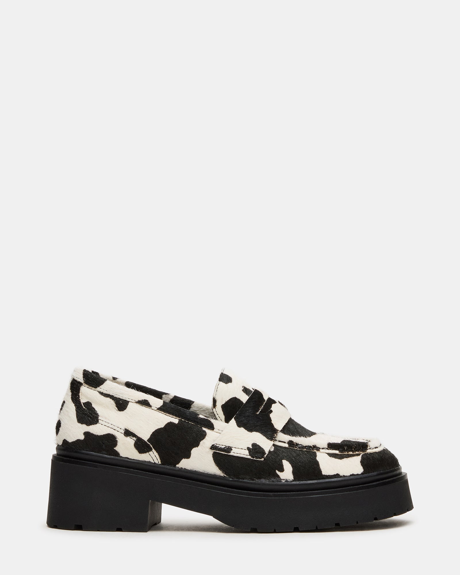 LAYKEN-H Black/White Platform Lug Women's Loafer | Steve Madden