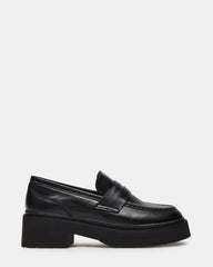 LAYKEN Black Leather Platform Lug Women's Loafer | Steve Madden