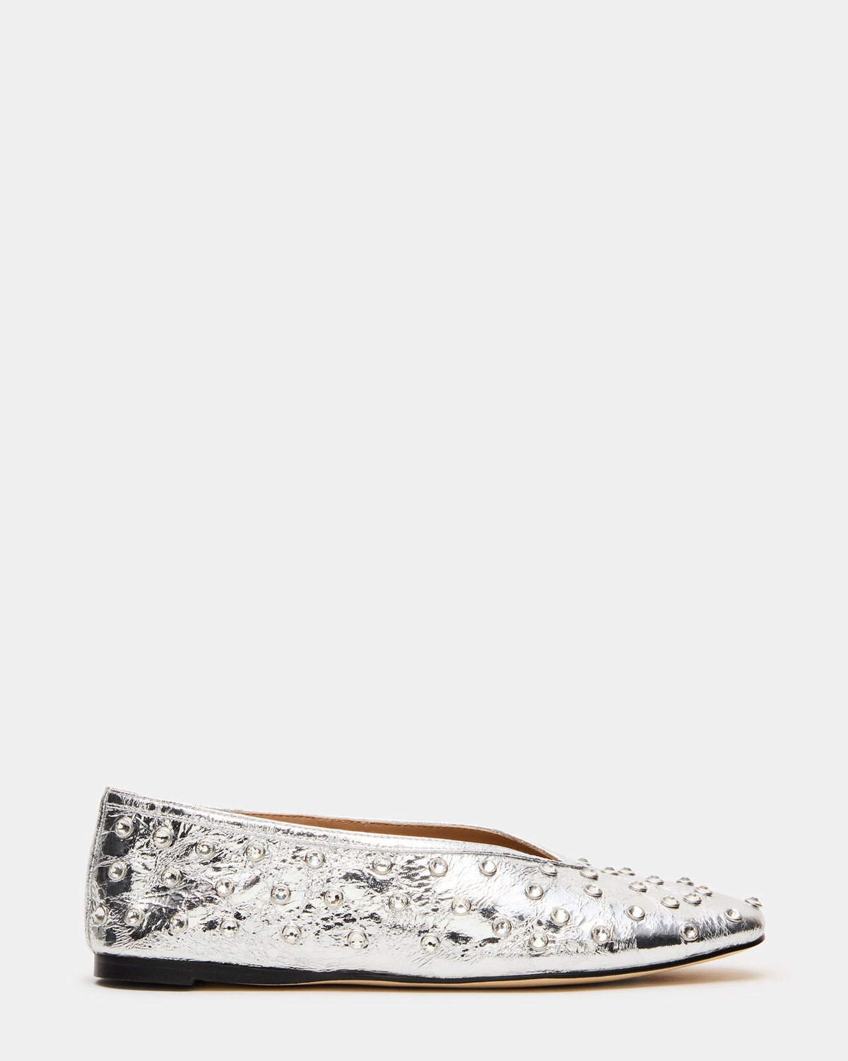 LENI Silver Rhinestones Square-Toe Ballet Women's Flat | Steve Madden