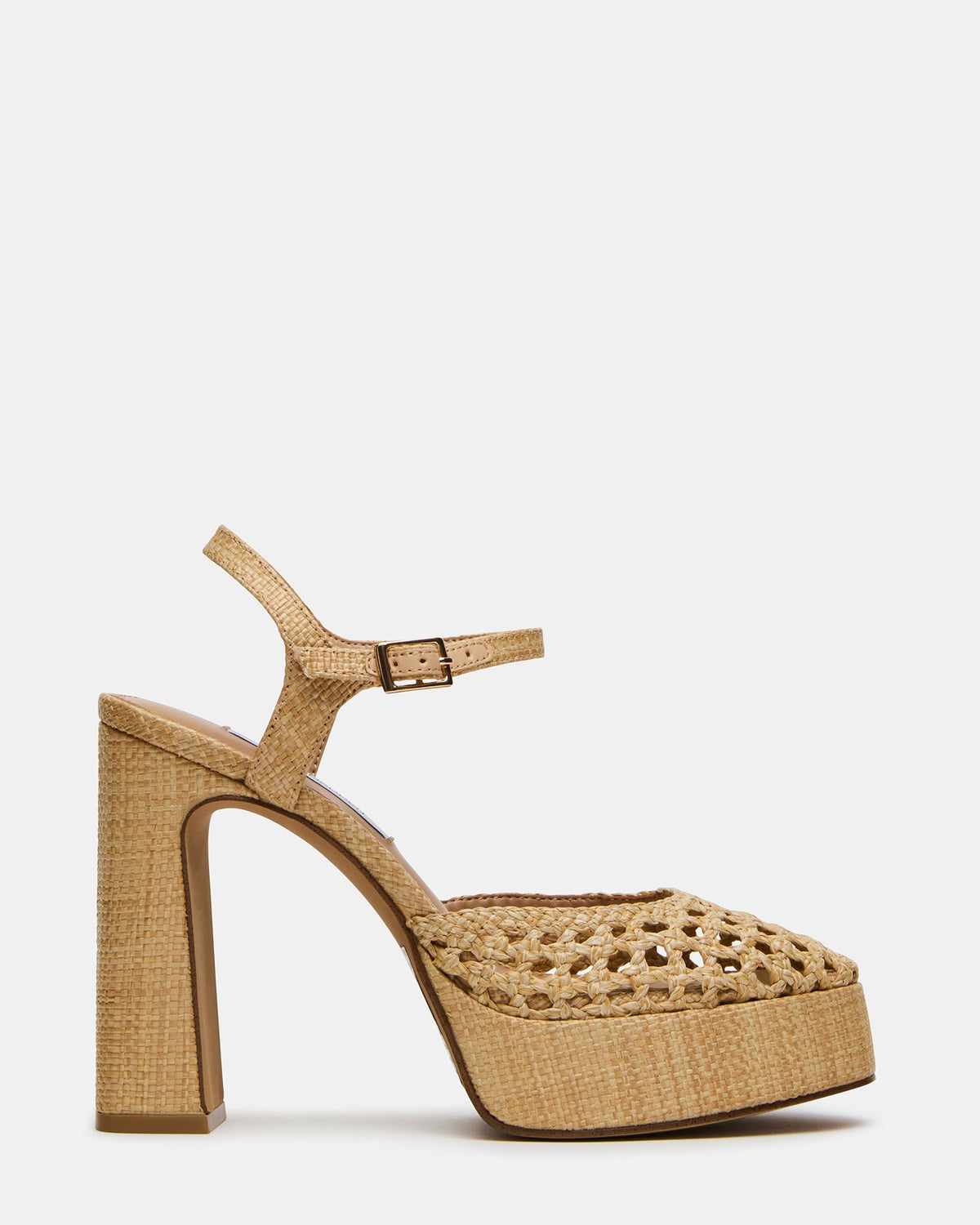 LEXIE Raffia Natural Woven Platform Women's Block Heel | Steve Madden