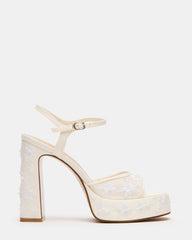 LIANDRA Embellished White Mesh Platform Square-Toe Strappy Women's Heel | Steve Madden