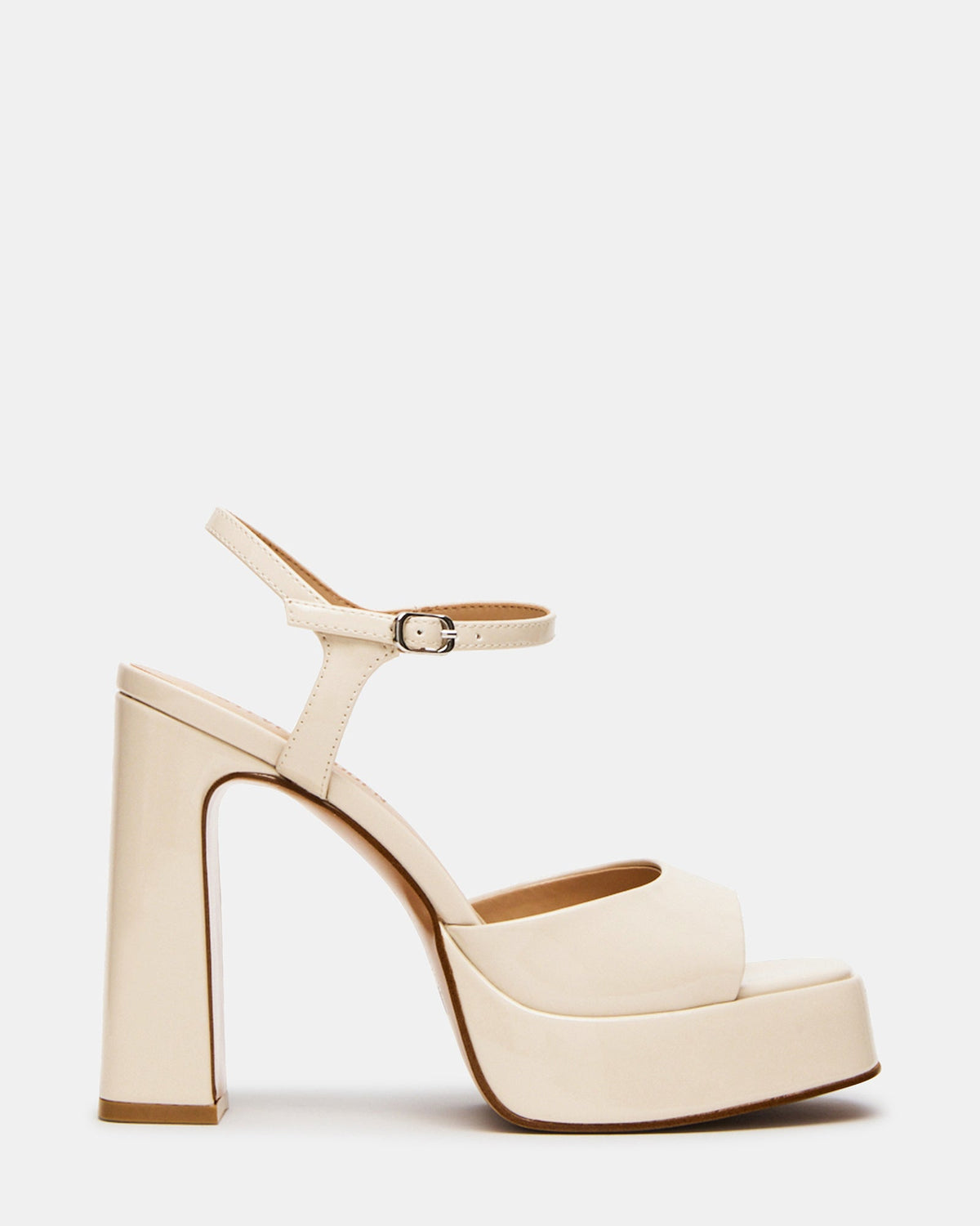 LINADRA Bone Patent Platform Square-Toe Strappy Women's Heel | Steve Madden