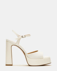LIANDRA Ivory Satin Women's Platform Square-Toe Strappy Heel | Steve Madden