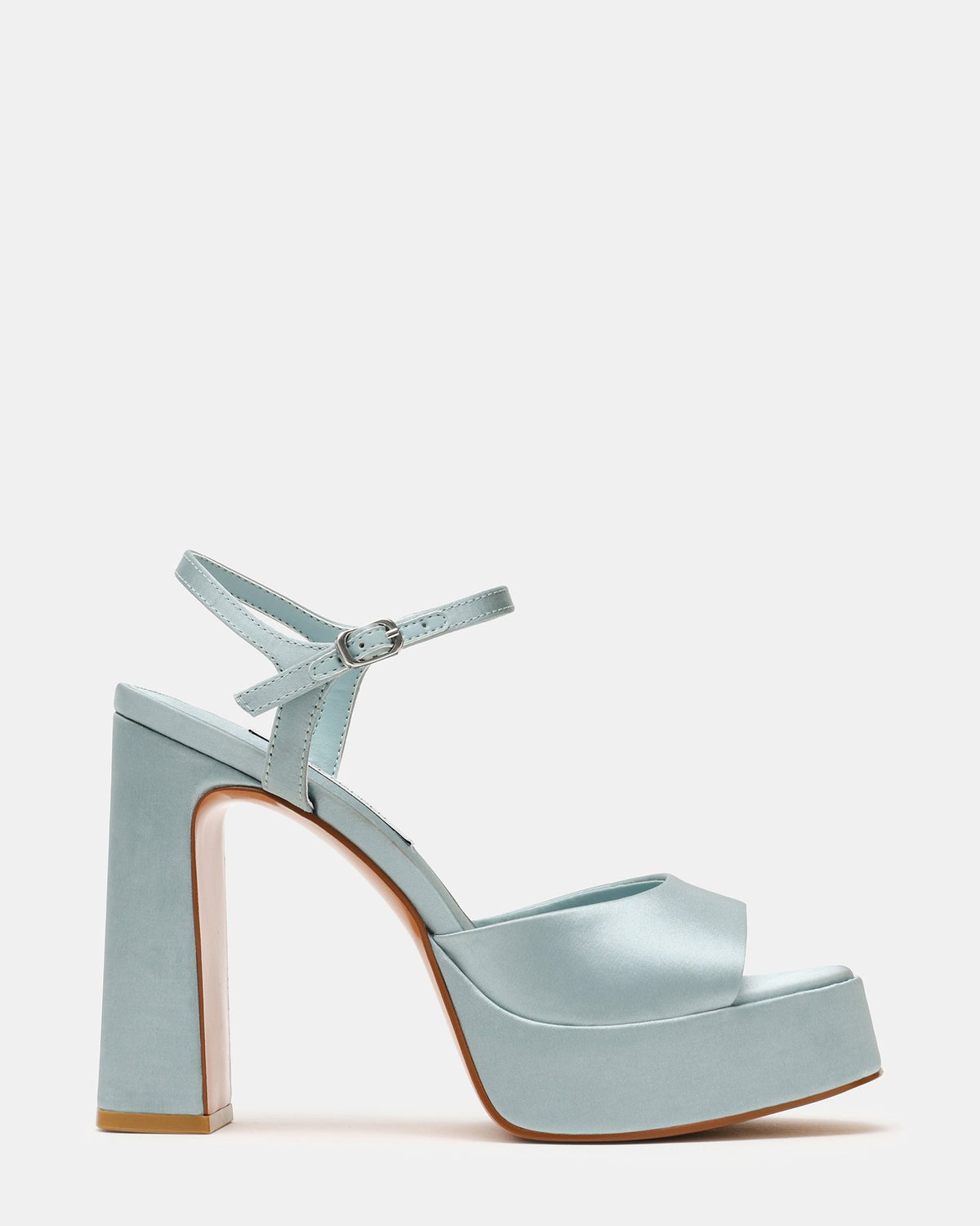 LIANDRA Teal Satin Square-Toe Platform Women's Heel | Steve Madden