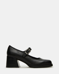 LISBON Black Leather Square-Toe Mary Jane Women's Loafer | Steve Madden