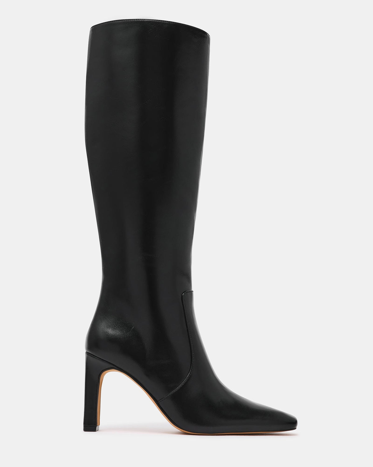 LOVELIES Black Leather Square-Toe Knee-High Women's Boot | Steve Madden