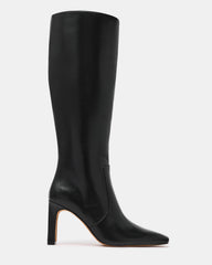 LOVELIES Black Leather Square-Toe Knee-High Women's Boot | Steve Madden