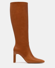 LOVELIES Vintage Tan Leather Square-Toe Knee-High Women's Boot | Steve Madden
