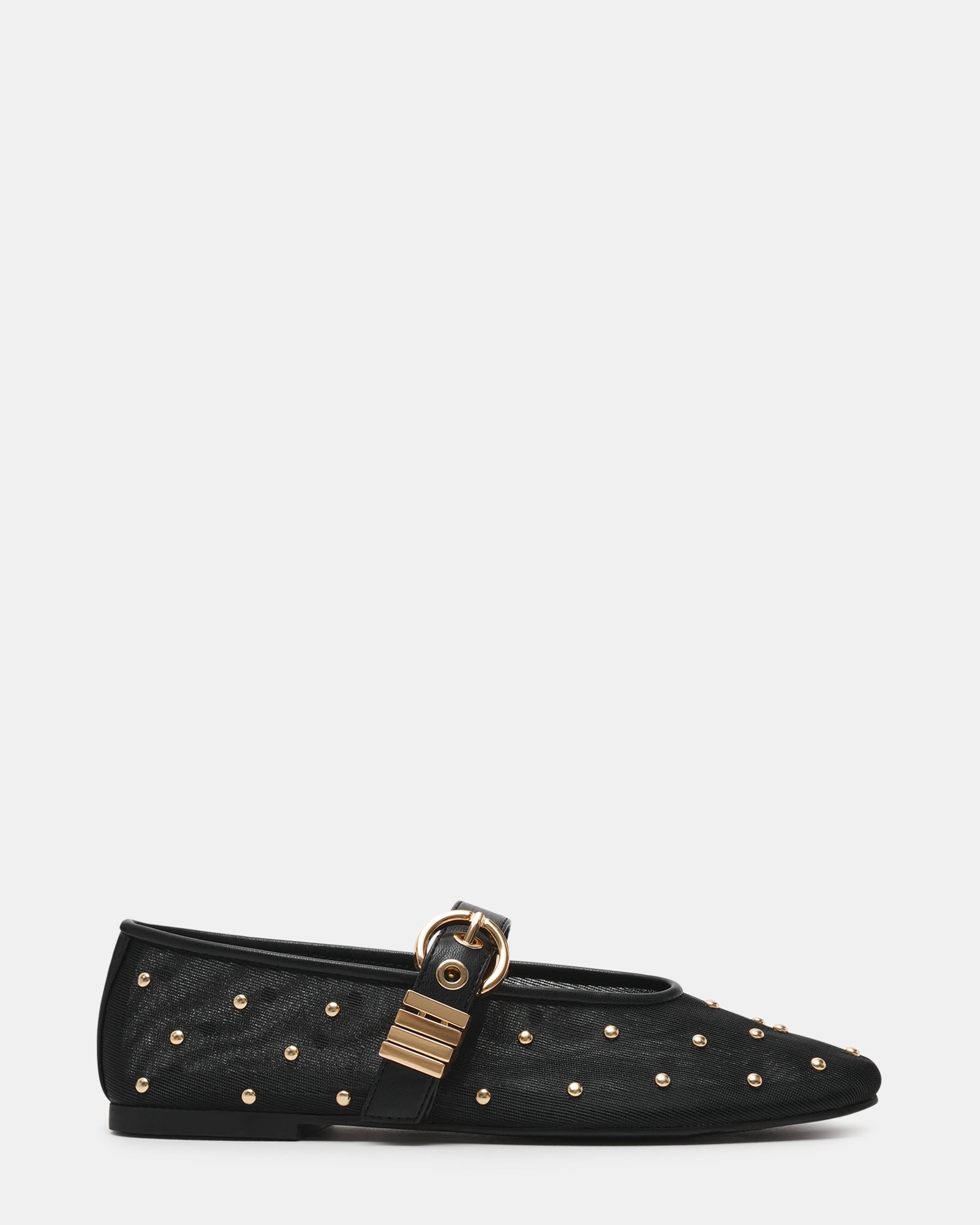 LUCIA Stud Black Multi Mesh Mary Jane Ballet Women's Flat | Steve Madden