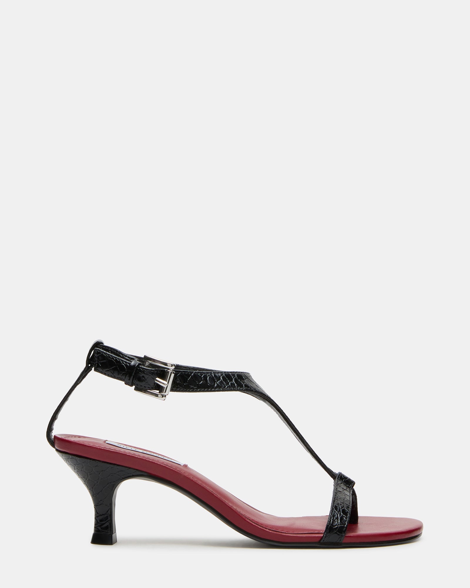 LUNI Black Multi Thong T-Strap Women's Kitten Heel | Steve Madden