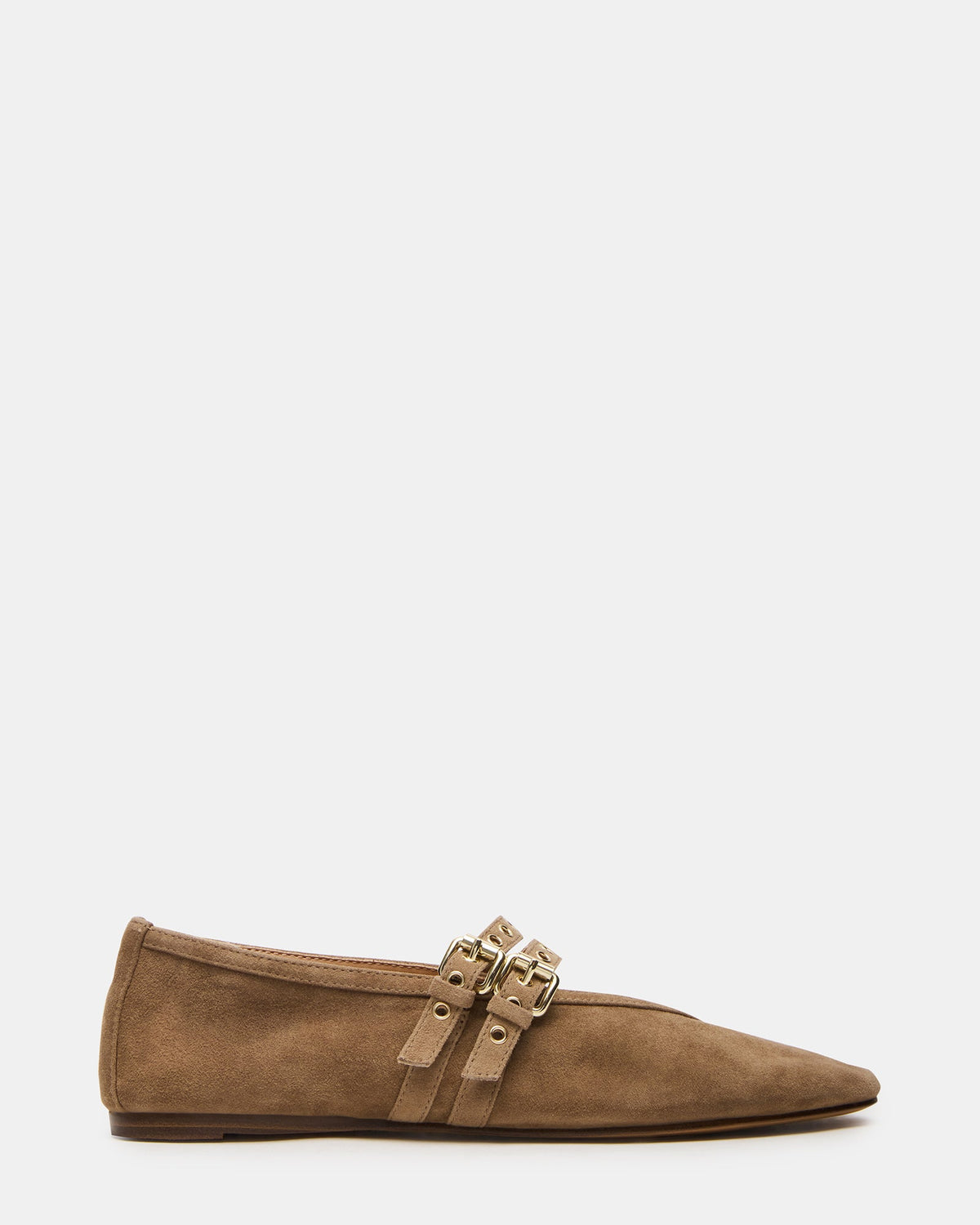LYDIA Taupe Suede Square-Toe Mary Jane Ballet Women's Flat | Steve Madden