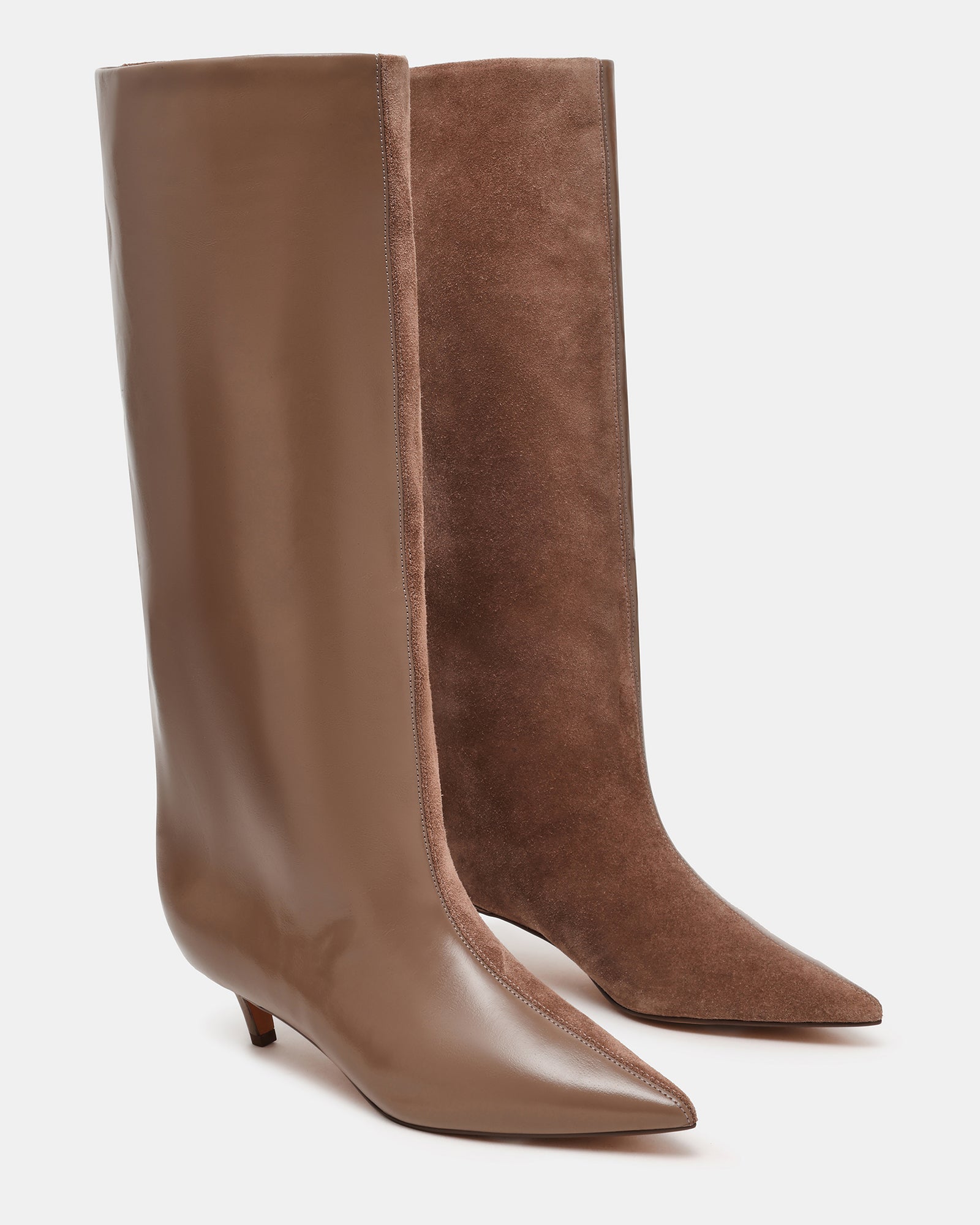 LYSARA Taupe Multi Two-Tone Pointed-Toe Knee-High Women's Boot | Steve Madden