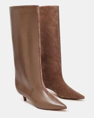 LYSARA Taupe Multi Two-Tone Pointed-Toe Knee-High Women's Boot | Steve Madden