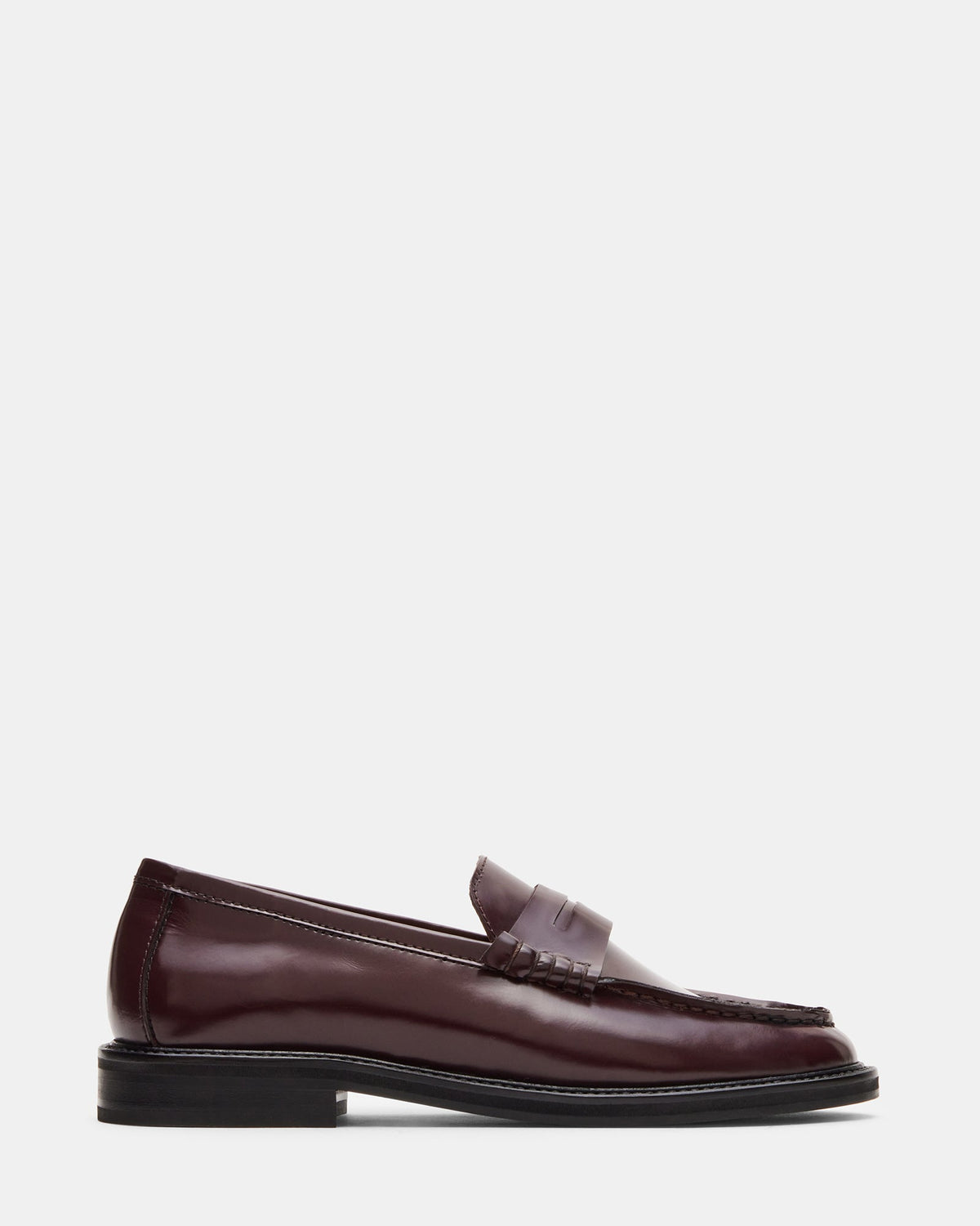 MADISON Burgundy Box Leather Women's Penny Loafer | Steve Madden