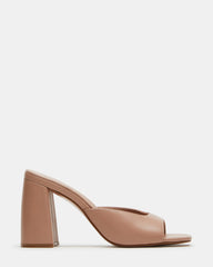 MANIA Blush Leather Square Toe Mule Heel | Women's Heels | Steve Madden