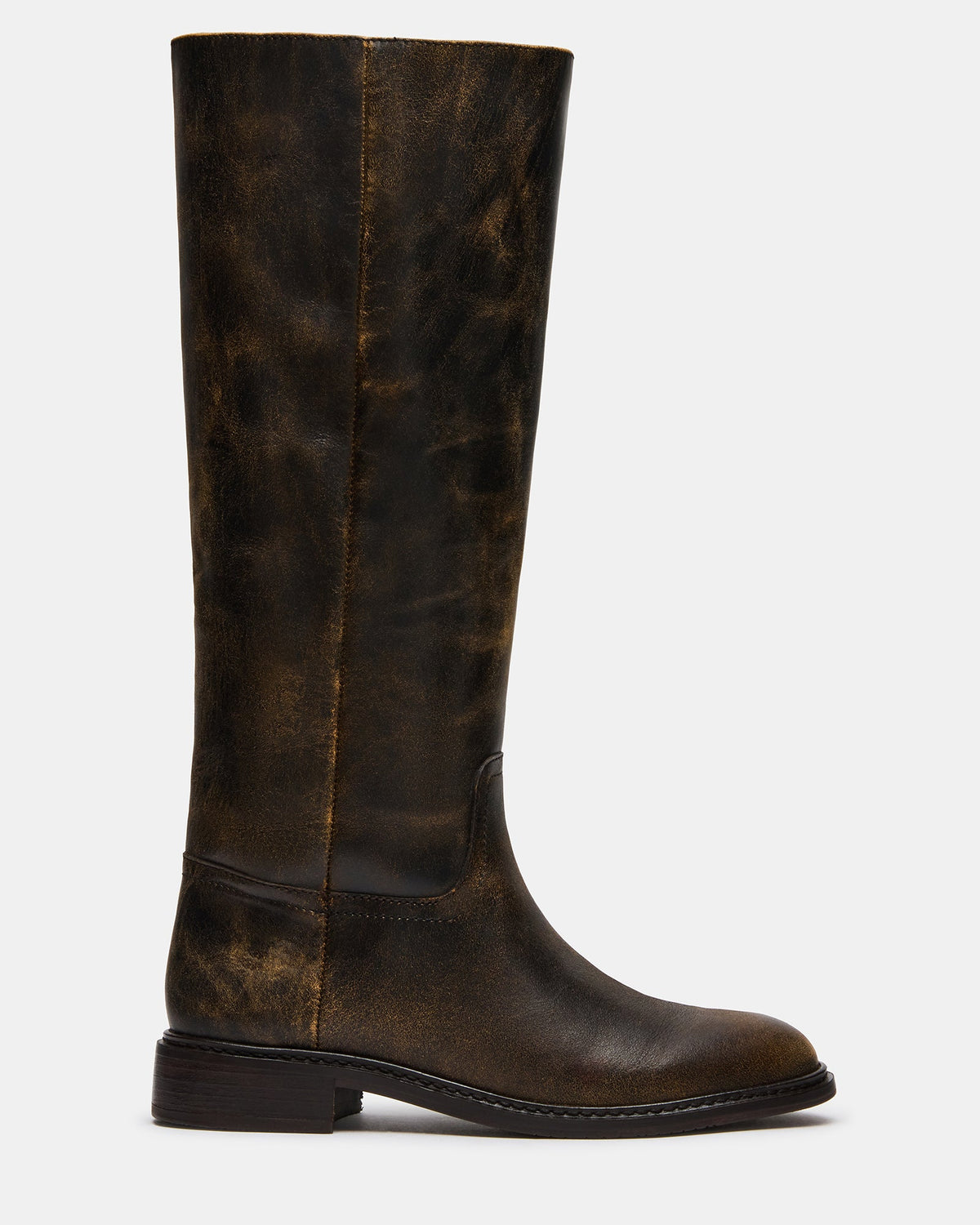 MARNA Brown Distressed Knee-High Women's Riding Boot | Steve Madden