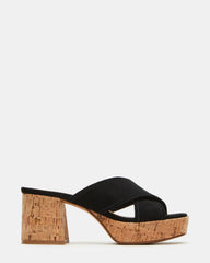 MARSDEN Black Suede Women's Platform Square-Toe Mule Sandal | Steve Madden