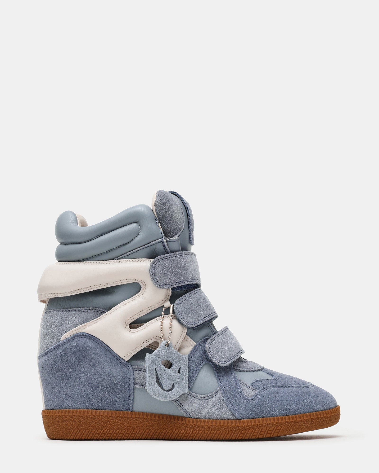 MAVIS Blue Multi High-Top Velcro Women's Wedge Sneaker | Steve Madden