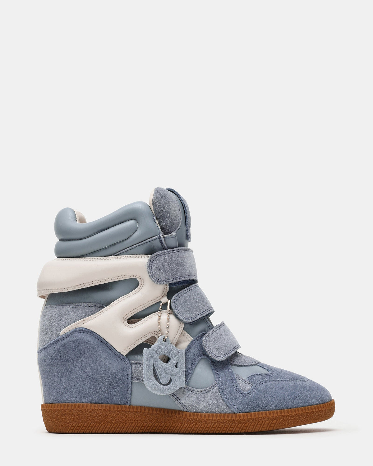 MAVIS Blue Multi High-Top Velcro Women's Wedge Sneaker | Steve Madden