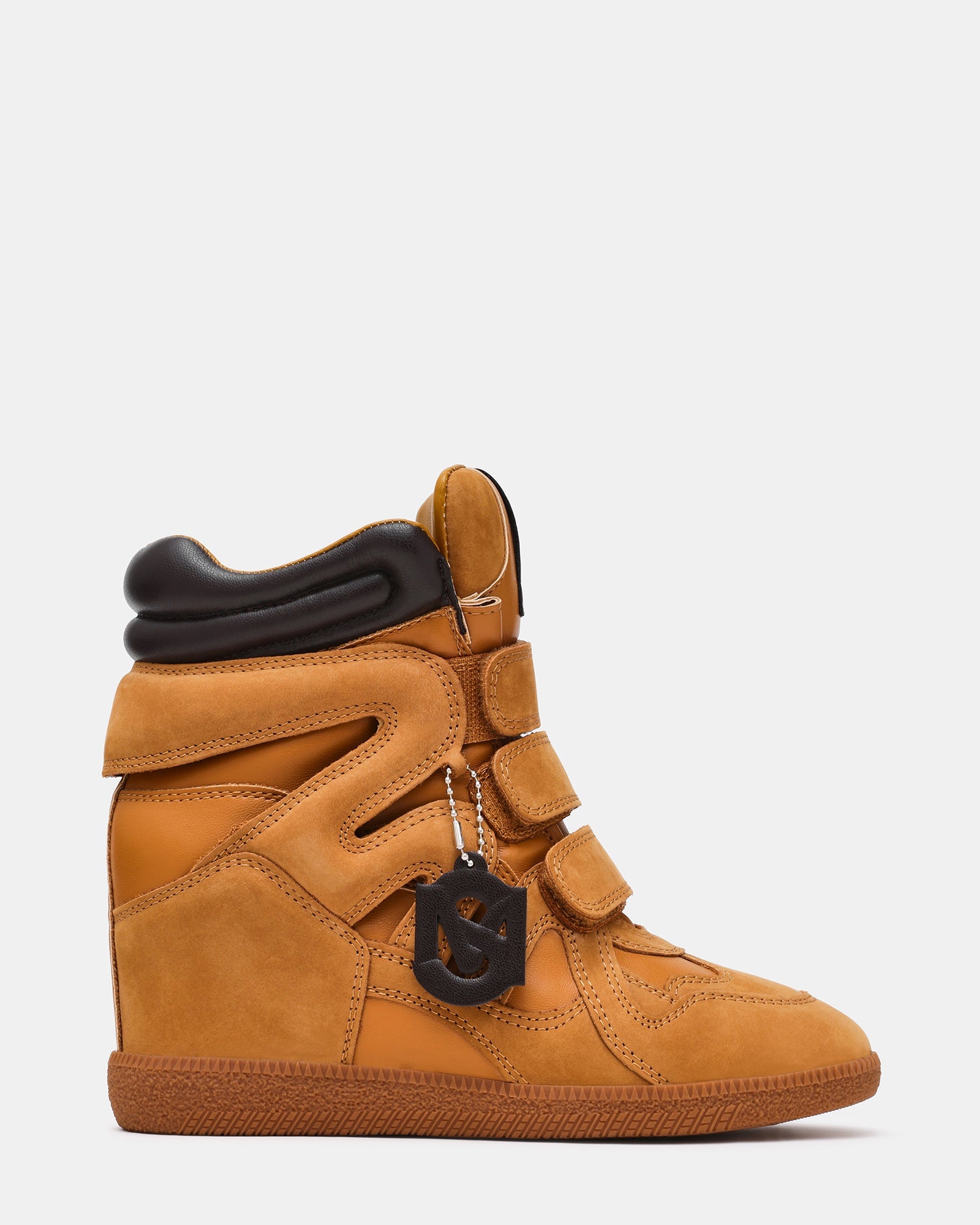 MAVIS Wheat Nubuck High-Top Velcro Women's Wedge Sneaker | Steve Madden