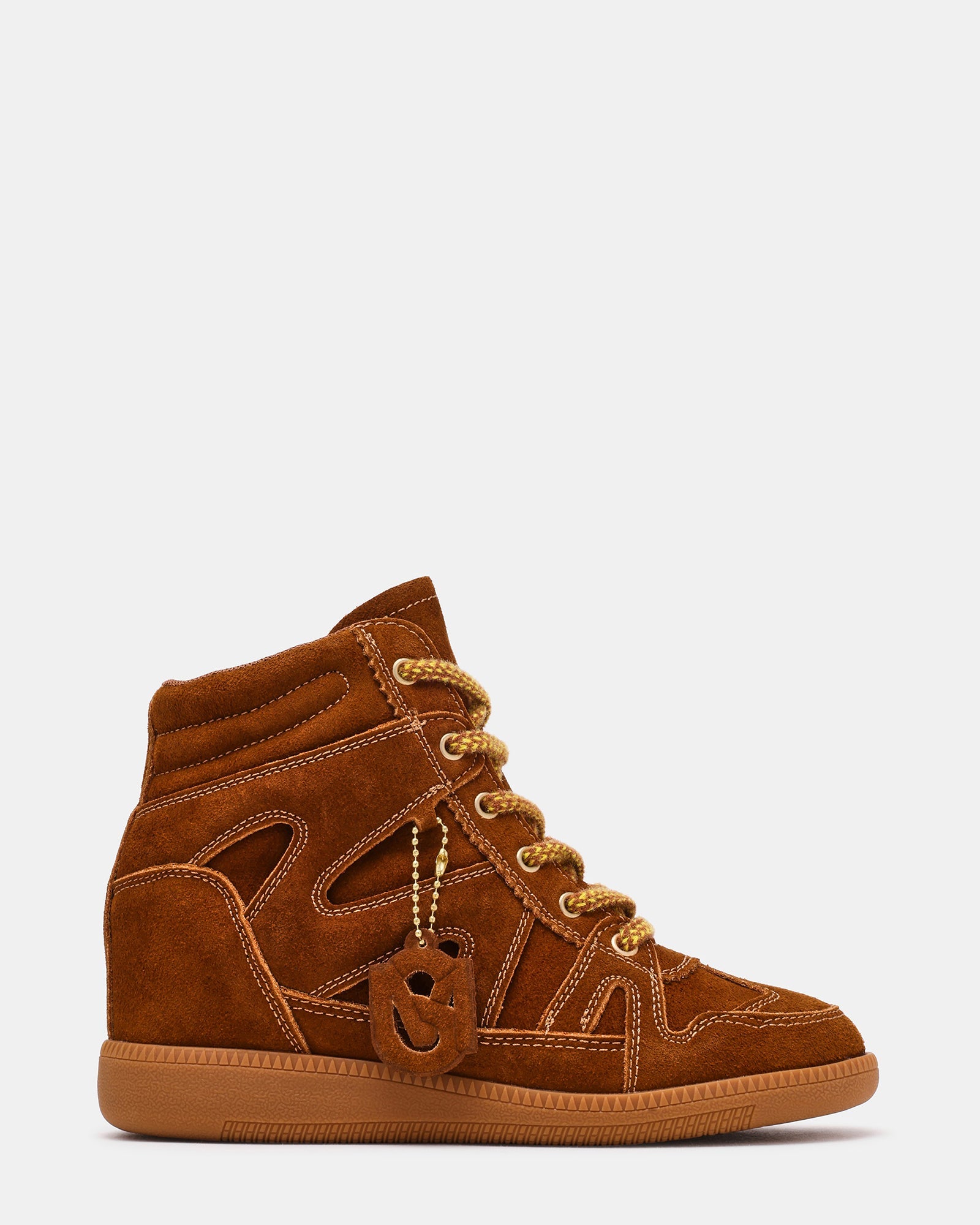MAYSON Chestnut Suede High-Top Lace-Up Women's Wedge Sneaker | Steve Madden