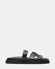 MAYVEN Black Leather Flatform Slide Women's Sandal | Steve Madden