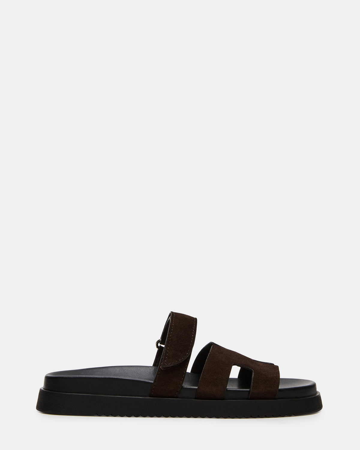 MAYVEN Chocolate Brown Suede Flatform Slide Women's Sandal | Steve Madden
