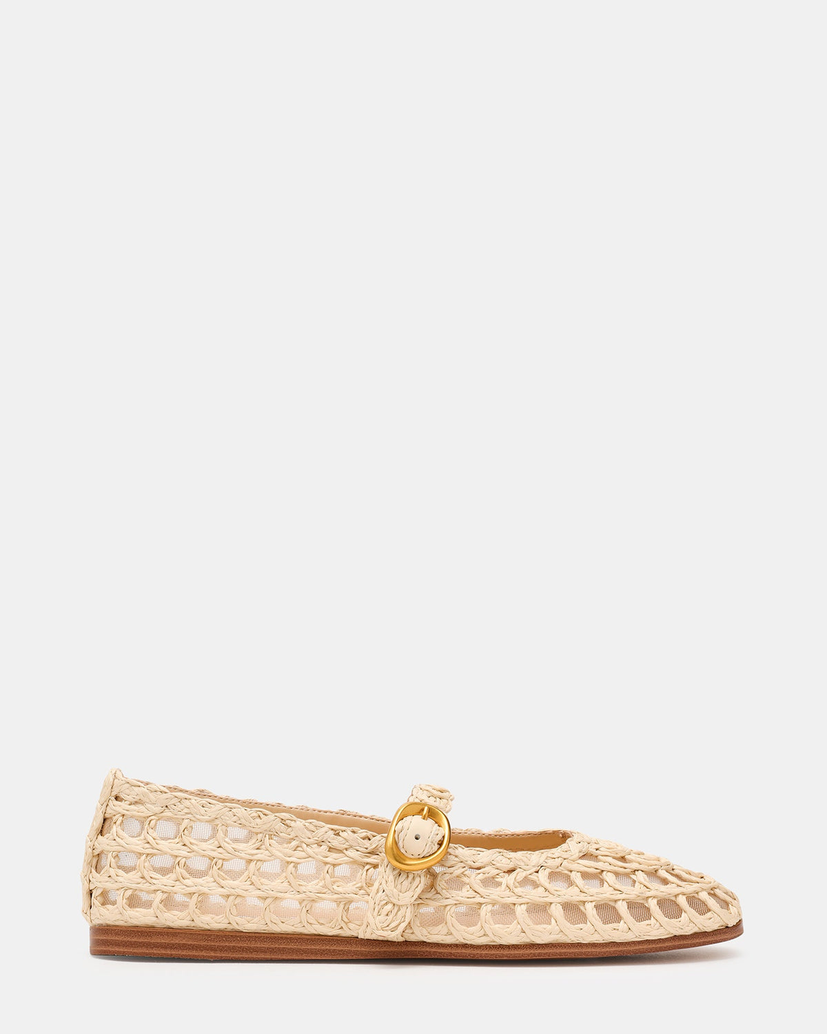 MELODY Natural Raffia Mary Jane Woven Buckle Round-Toe Women's Flat | Steve Madden