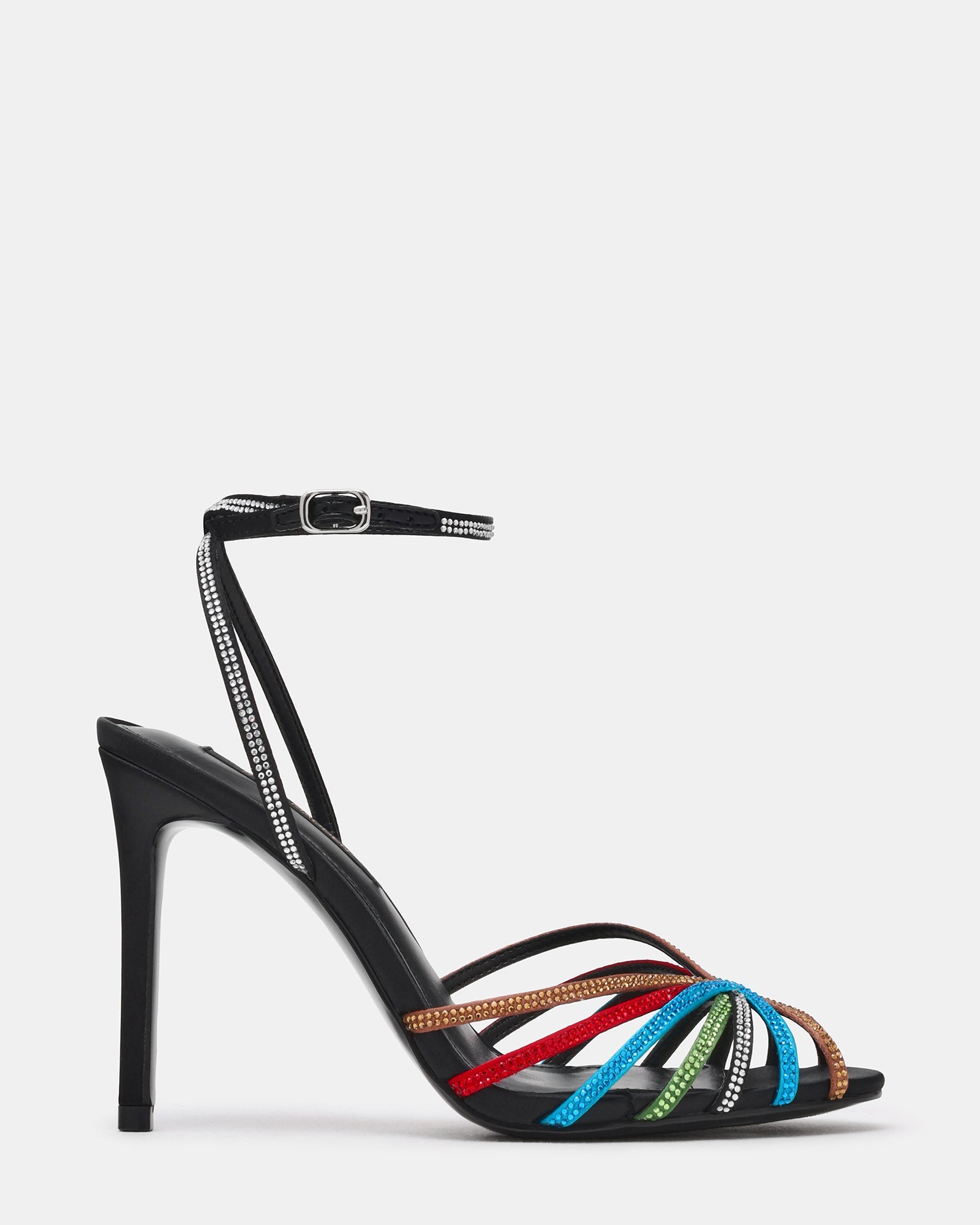 MIZUNA Black Multi Rhinestones Strappy Women's Stiletto Heel | Steve Madden