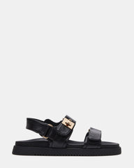 MONA Black Leather Flatform Women's Sandal | Steve Madden