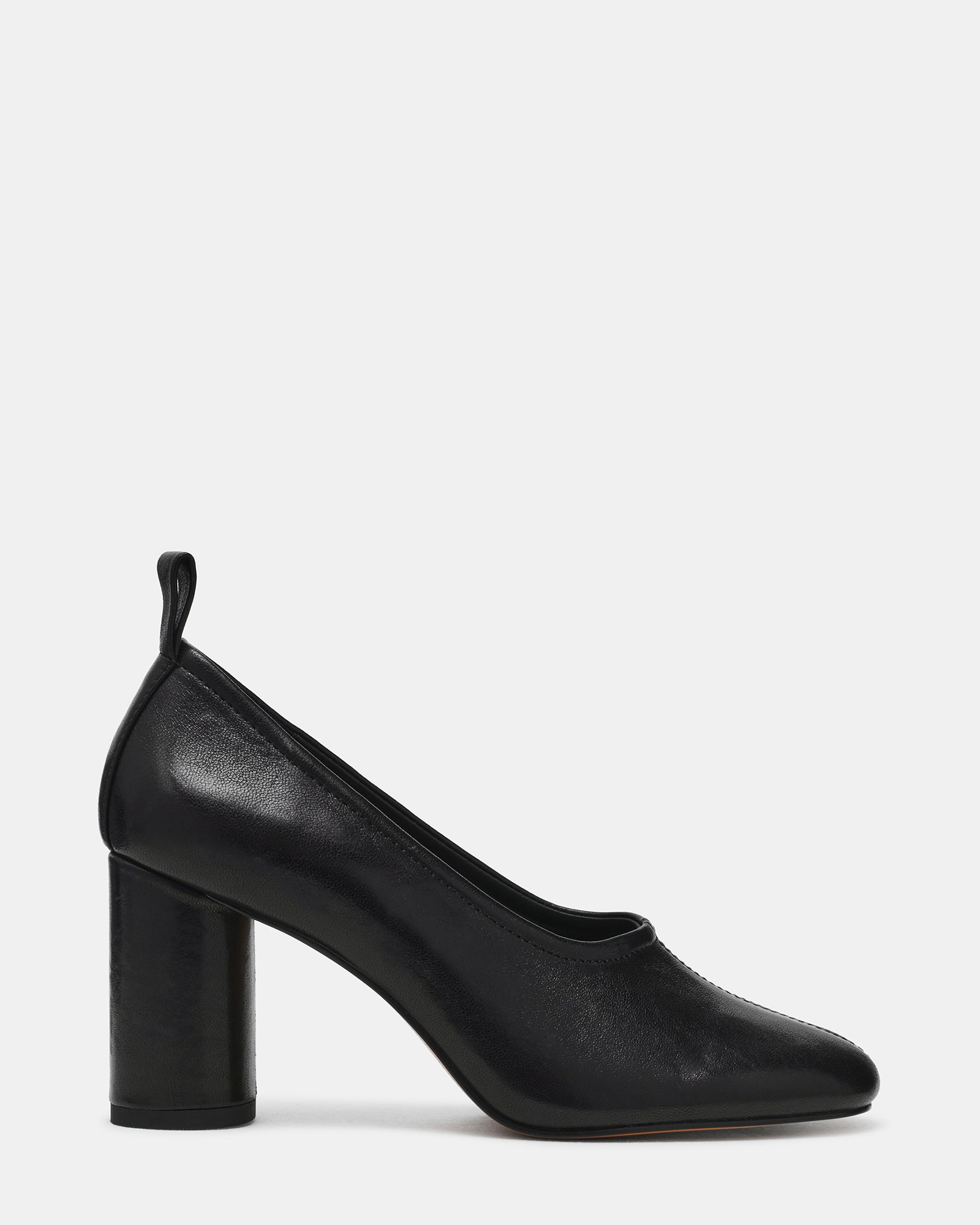 MONNET Black Leather Round-Toe Ballet Women's Block Heel | Steve Madden