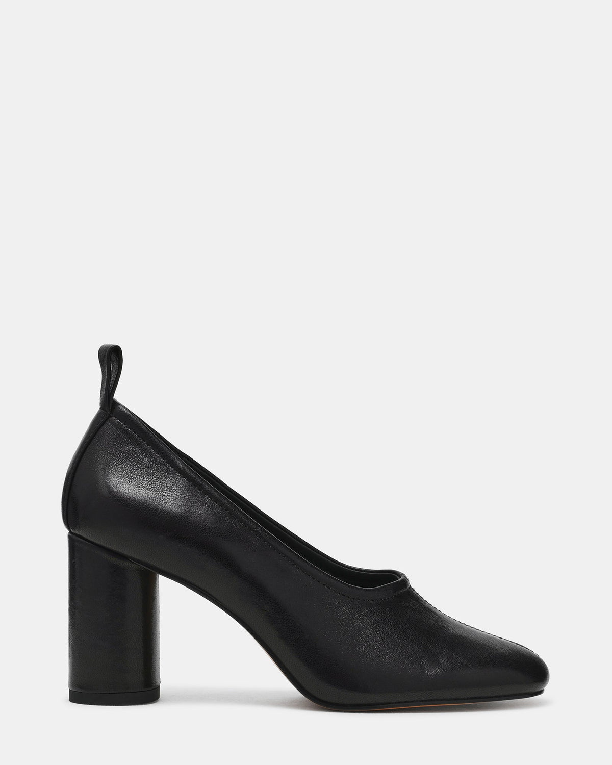 MONNET Black Leather Round-Toe Ballet Women's Block Heel | Steve Madden