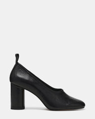 MONNET Black Leather Round-Toe Ballet Women's Block Heel | Steve Madden
