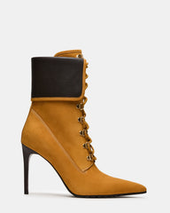 MORALS Wheat Nubuck Pointed-Toe Lace-Up Women's Ankle Boot | Steve Madden